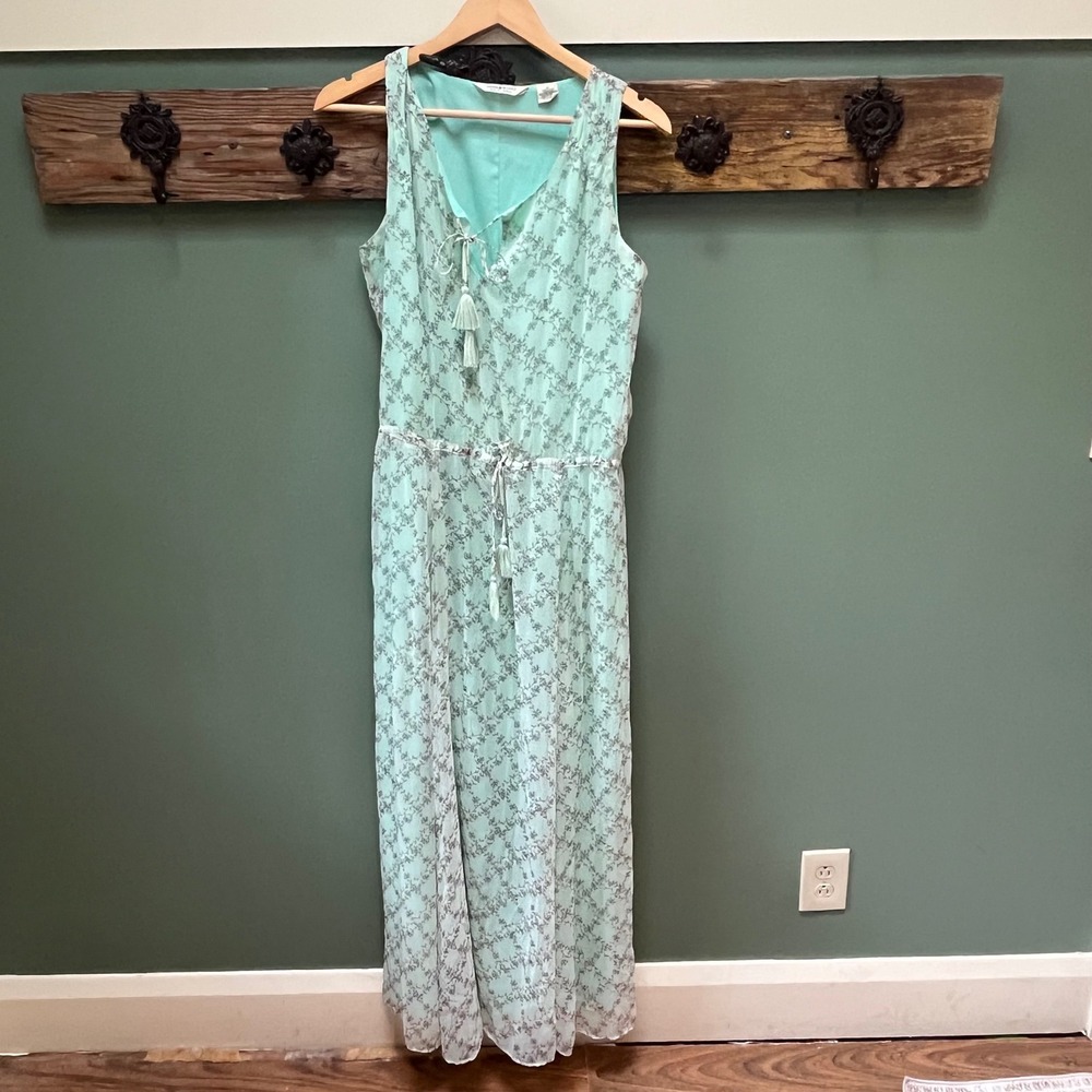 Denim & Supply‎ Ralph Lauren Mint Green Floral Tassel Maxi Dress Small S/P
